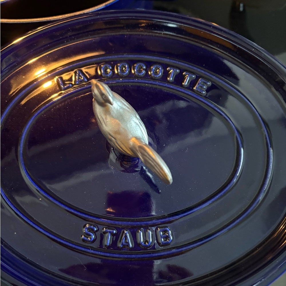 Staub Dark Blue Cocotte with Silver Knob
